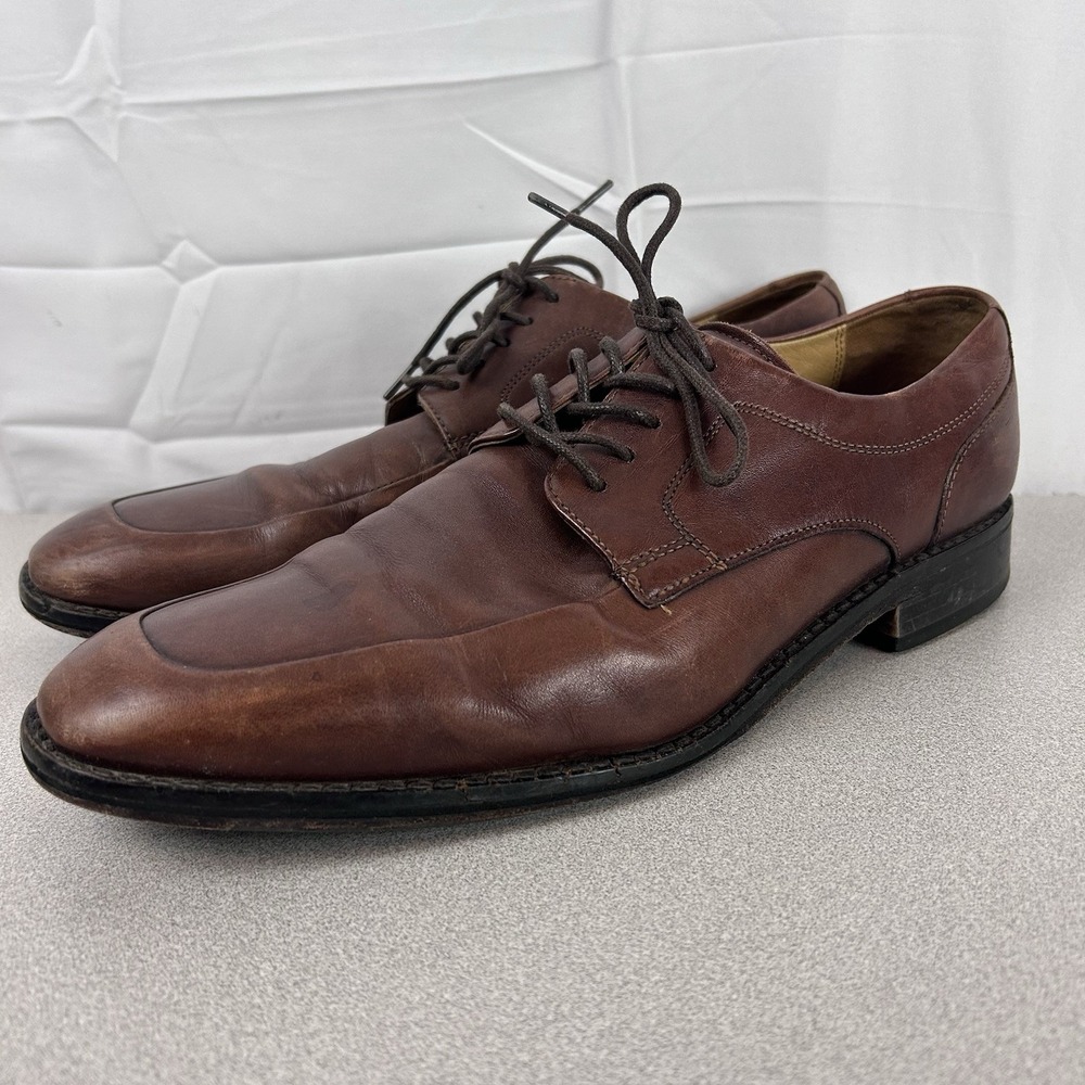 Cole Haan Mens Size 9.5 M Martino C07515 Brown Leather Apron Toe Oxford Lace Up